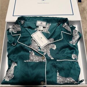 Petite Plume Green Silk Pajama Set